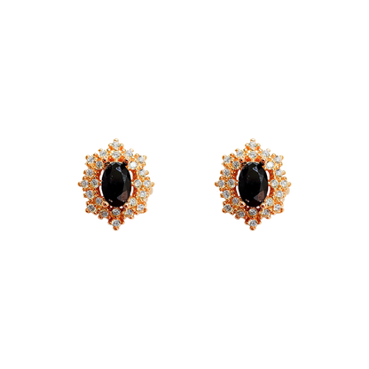 Round black spinel stone earrings