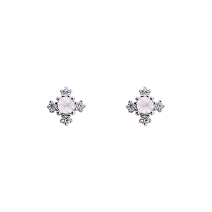 Moonstone button edge stud earrings