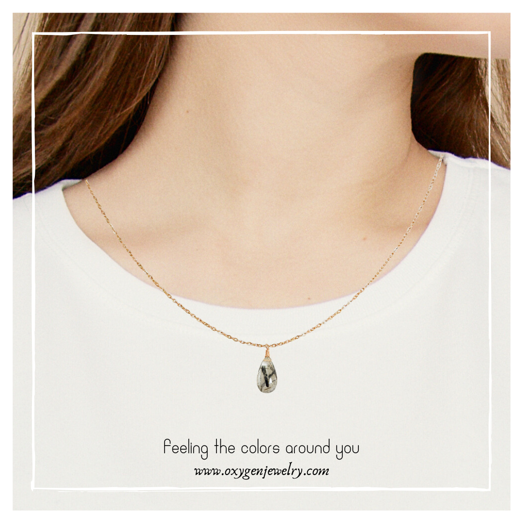 Black Spinel Pear Shaped Necklace