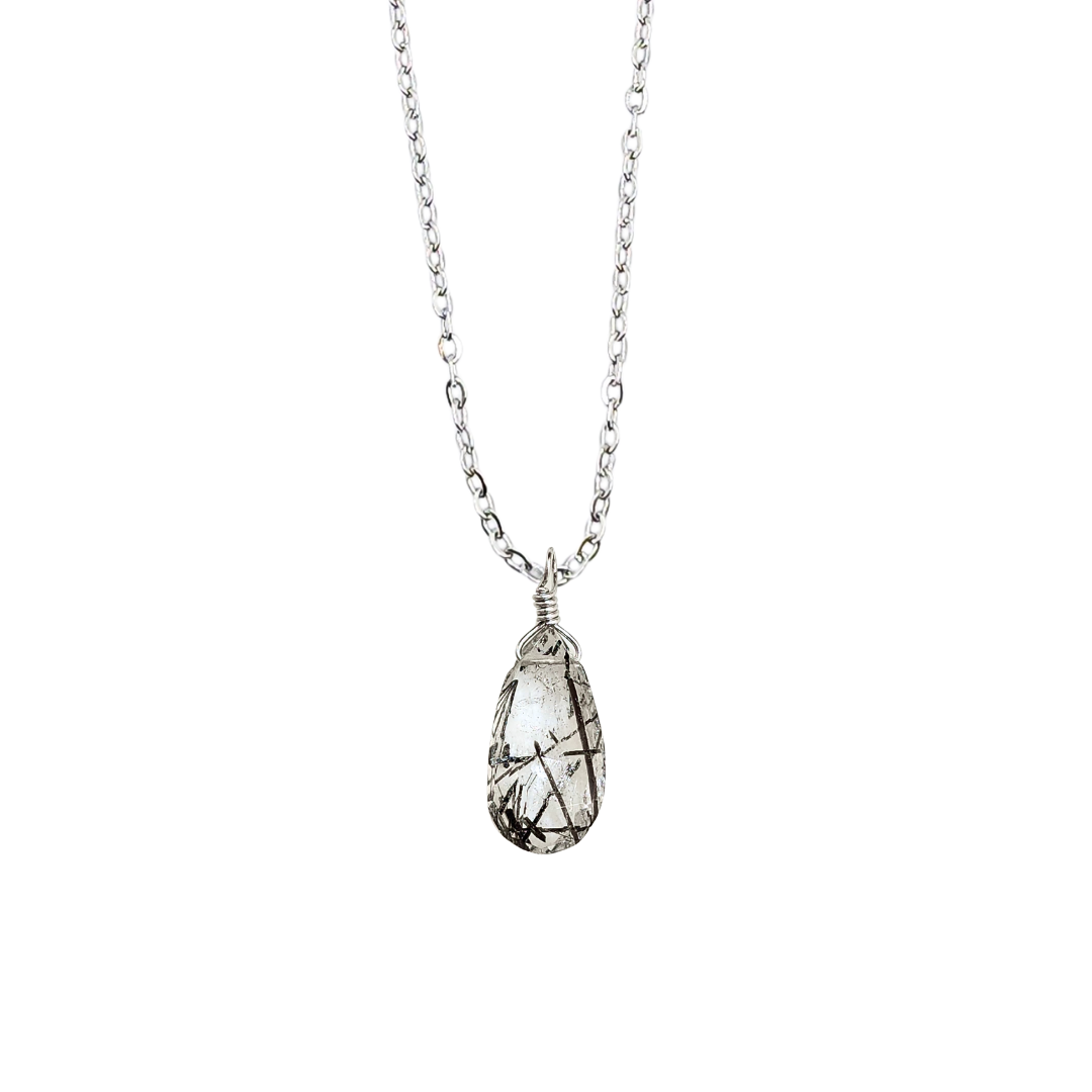 Black Spinel Pear Shaped Necklace